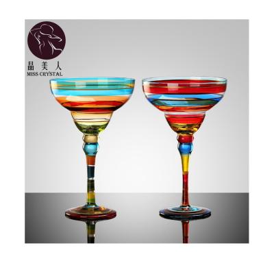 China No DrinkWare Handmade Colorful Wedding Gifts Home Party Bar Champagne Glass Cup Creative Wine Cup Europe Goblet Cocktail Cup for sale