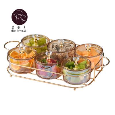 China Hot Selling Creative Nordic Design Stocked Clear Amber Gray Dried Fruit Plate Snack Divided Serving Bowl Set for sale