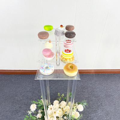 China Clear Acrylic Food Decoration Cake Stand Round Cupcake Cake Stand Set Wedding for sale