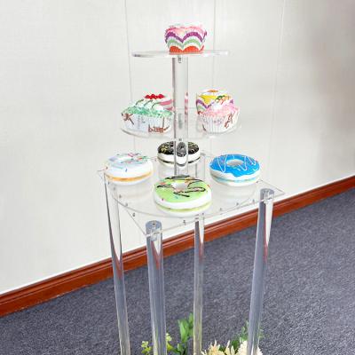 China Wholesale Food Decorating Factory Directly 3 4 5 Tier Clear Tower Cake Stand Acrylic Transparencies for sale