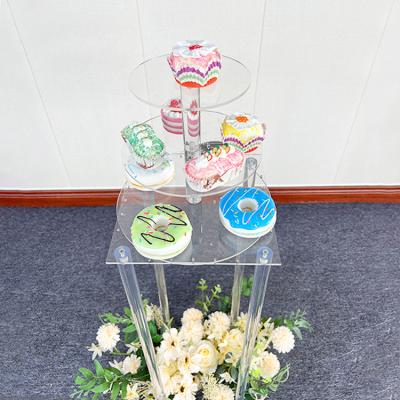 China Hot Selling 3 4 Food Decorating Acrylic Wedding Clear 5 Tier Cake Display Stand for sale