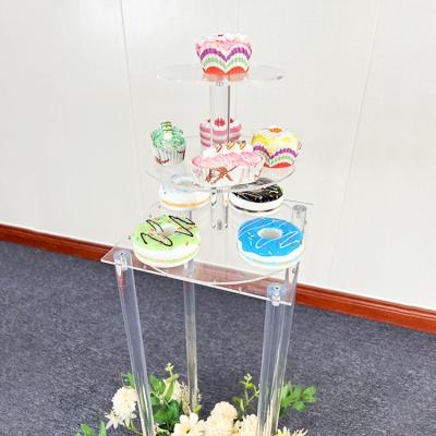 China Food Decoration 3 4 Acrylic 5 Tier Round Shaped Clear Cupcake Tower Wedding Cake Stand Set for sale