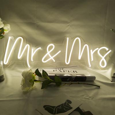 China Mr. and Mrs. Wedding Buildings Birthday Decoration Cable Planet Dropship Acrylic Custom Led Neon Sign Popular Custom Led Advertising Sign 2021 New for sale