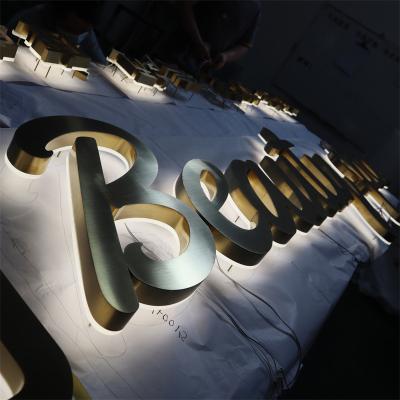 China 2023 outdoor indoor hot selling indoor and outdoor gold color led backlit letter sign illuminated backlit sign for sale