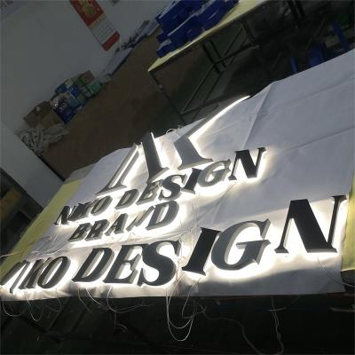 China Bright Backlit Signs Metal Letters And Small Numbers Stainless Steel Logo For Business Backlit Sign for sale