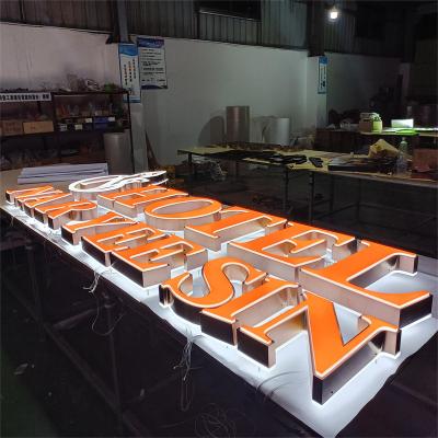 China Illuminated Signs Double Side Signage Stainless Steel Logo Sign Illuminated Logo Brushed Metal With Acrylic Design Custom 3D Signage for sale