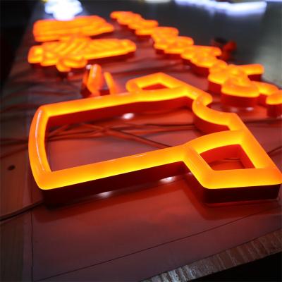 China Best Selling Wall Name 3d Channel Letters Logo Glowing Neon Acrylic Led Signs Illuminated Signs Barber Shop Sign Advertising Boards for sale