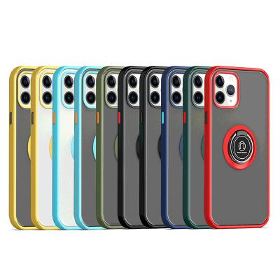 China Multi-functional 360 Keys Colors Metal Matte Ring Stand Shockproof Phone Case For iphone 12 11 pro Max Magnetic Car Mount Cases for sale