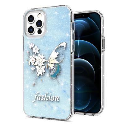 China Newest Hot Selling High Quality Fancy Butterfly Printed TPU+PC Phone Cases Custom Design For iPhone 13 12 Pro 11 Max Back Cover for sale