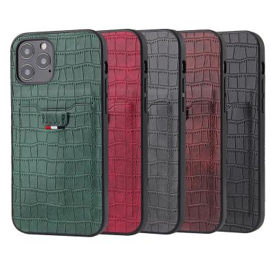 China Factory Multifunctional High Quality Crocodile Pattern Genuine Leather Phone Case With Card Slot For iPhone 13 12 Pro 11 Max Back Cover for sale