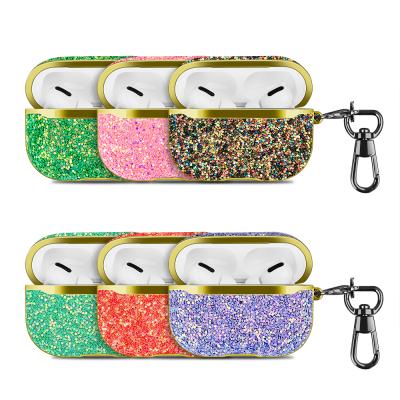 China 2021 Stylish Hot Selling Plated TPU Glitter Bling Cover Key Chain Case For Airpods pro 1 2 3 Cases Packaging Box for sale