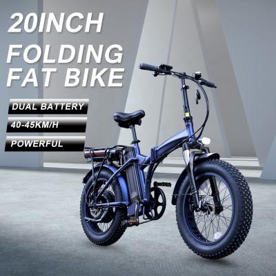 China Aluminum Alloy Europe 2022 Most Popular Dual Battery Folding Fat Tire Electric Bicycle 20 Inch 350W 500W 1000W Foldable Mountain Ebike for sale