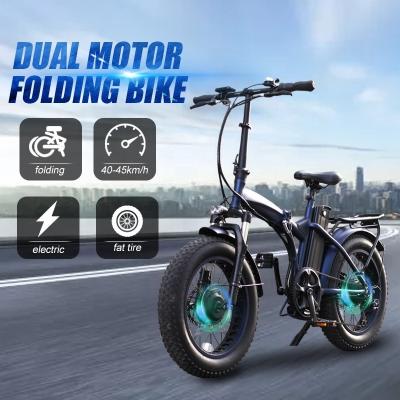 China Aluminum Alloy China 2022 Most Popular Dual Motor 20 Inch Folding Fat Tire Electric Bicycle 48V 500W Watt Foldable Mountain Ebike for sale