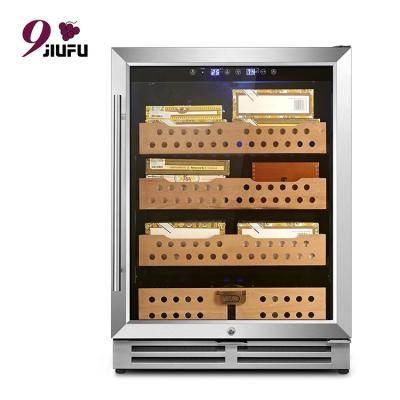 China Hotel Compressor Cigar Humidor With Fan Cooling Cedar Shelves Cigar Humidor Cooler Fridge for sale