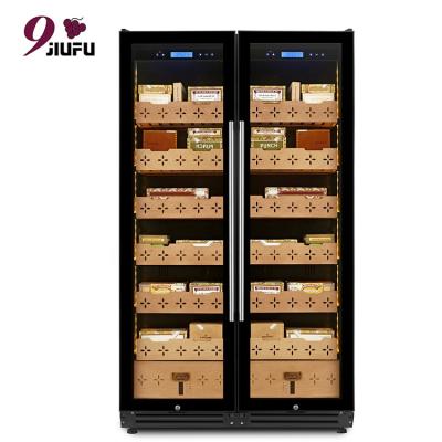 China large cigar cabinet 1700 count humidifier 100%natural cigar electric cigar cooler wooden double fridge area for sale