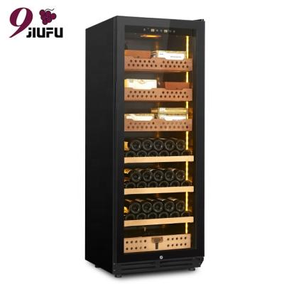 China Multi-Function Wooden Cigar Humidor and Humidor Cabinet Wine Bottle Cooler Counter Display for Wine and Cigar for sale