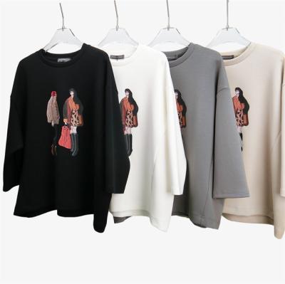 China 2023 Anti-wrinkle Bat Wing Sleeve Character Printing Summer Casual T-shirt Female Modern Three Quarter T-shirt for sale