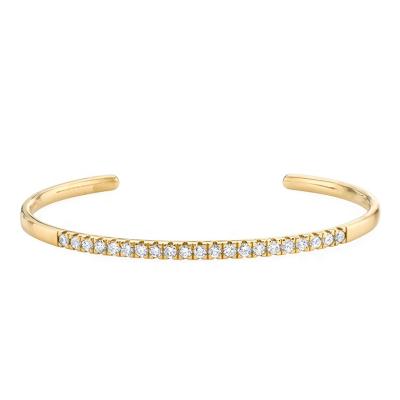 China CLASSIC Hot Selling 18k Gold Plated Diamond 925 Sterling Silver Single Cuff Bracelet Cuff for sale