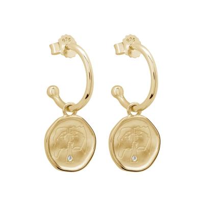 China FASHIONABLE Gold Vermeil 925 Sterling Silver Boho 10kt Lover Circle Earrings for sale