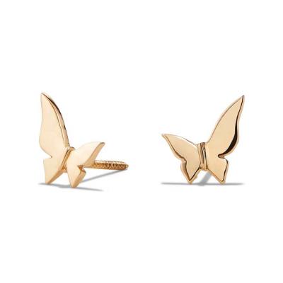 China CLASSIC Fashion Jewelry 18k Gold Plated 925 Sterling Silver Retro Studs Butterfly Baby Earrings for sale