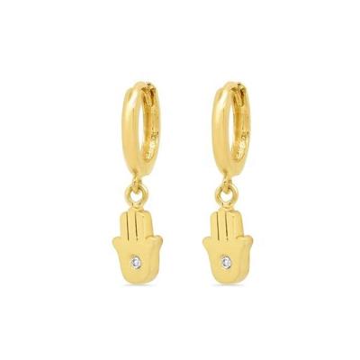 China FASHIONABLE 18k Gold Vermeil 925 Sterling Silver Hamsa Drop Earrings Zircon for sale