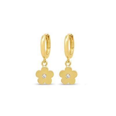 China TRENDY 18k Gold Plated 925 Sterling Silver Zircon Daisy Drop Earrings for sale