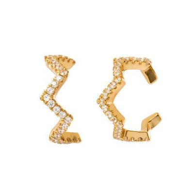 China New CLASSIC design 18k gold plated high quality 925 sterling silver zigzag ear cuff designer earring for sale