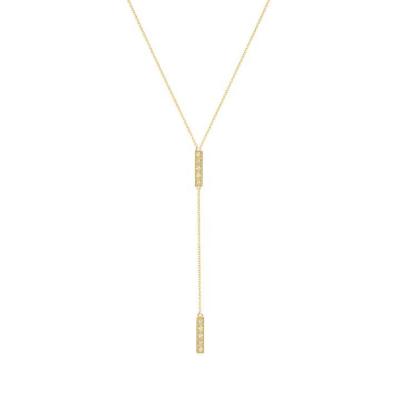 China New Arrival CLASSIC Delicate Gold Plated Zircon Bar Lasso Necklace for sale