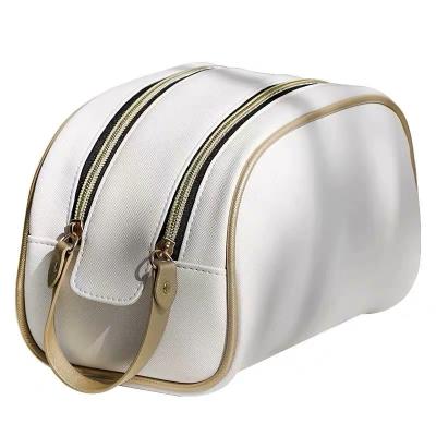 China Multifunctional High Quality PU Leather Travel Bag Zippered Cosmetic Clutch Make Up Pouch Waterproof Toiletries Bag Travel Bathroom Storage for sale