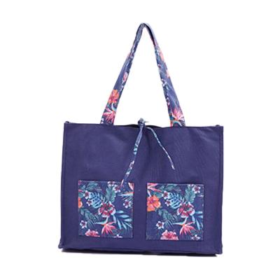 China PORTABLE Ladies Fashion Printed Floral Cotton/PVC Tote Bag for sale