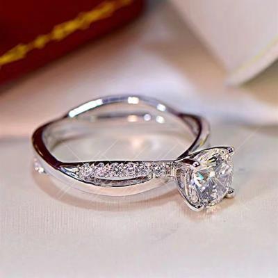 China CLASSIC D Color Diamond Moissanite Ring 925 Sterling Silver AU750 Plated Double Size Thin Princess Wedding Rings Female Jewelry for sale