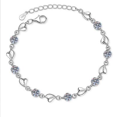 China Original 925 Silver Total 3.5 Carat D Color Moissanite CLASSIC Heart Past Brilliant Cut Diamond Beads Bracelet Gemstone Chain Gift for sale