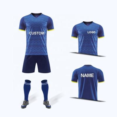 China Custom Blue Soccer Jerseys Sets Mens Design Shirts Youth Uniforms Futbol Kit Football Tank Top for sale