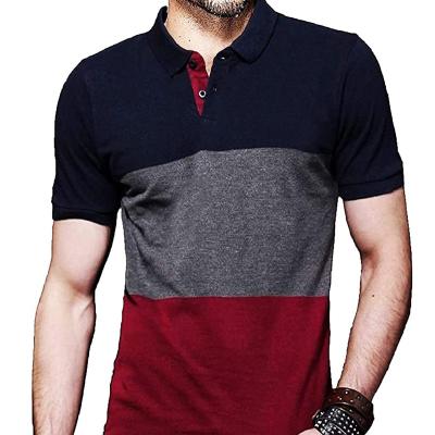 China Anti-wrinkle Cotton-Polyester Blended Fashion Clothes High Quality Mens Polo Shirts Striped Polo Shirts for sale