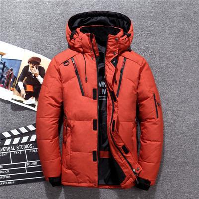 China Anti-wrinkle down winter thickened handsome hooded Logo Printed Canvas face men's coat trend new men's jacket bright Korean version trend for sale