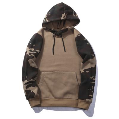 China Sweater Fashion Design Camouflage Stitching Men's Hooded Pullover Sweater Men's Loose Sweater for sale