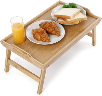 China Sustainable Combohome Serving Tray Food Breakfast Table Bamboo With Fruit Divide Folding Bamboo Tray for sale