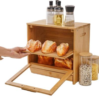 China Freshness Preservation Combohome Kitchen Bread Box Farmhouse Kitchen Bread Box Bamboo Bread Holder and Food Storage for sale