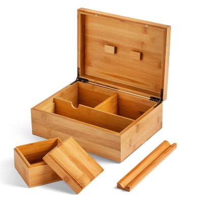 China Combohome Rolling Tray Set Sustainable Bamboo Storage Stash Box With Natural Gift Box for sale