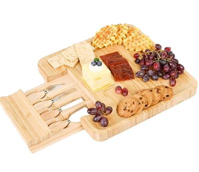 China Combohome 100% Sustainable Natural Bamboo Cheese Board Luxury Cheese Cutting Board Set for sale