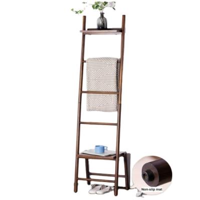 China Wall Mounted Type Combohome Bathroom Towel Rack Ladder Bamboo Bamboo Towel Rack With Storage Shelf for sale