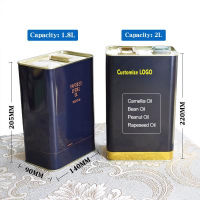 China 2 Liter Capacity Edible Oil Tin Can Peanut Oil Olive Oil Food Grade Metal Pack Custom Printing Wholesale Food for sale