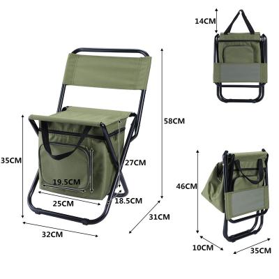 China Newest Travel Portable Outdoor Folding Ice Pack Chair with Storage Cooler Bag with Backrest Insulation 3 in 1 Leisure Camping Chair for sale