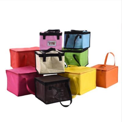 China Logo Dazzle Color Fabric Non Woven Aluminum Foil Seafood Cooler Bag Triangle Picnic Cake Lunch Thermal Insulation Custom Bag Cheap for sale