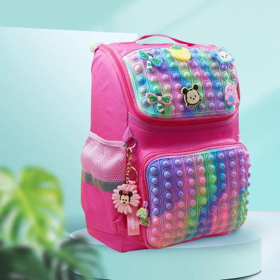 China Multi-Functional RainbowBackpack Push Bag Silicone Snap Push Bag Bubble Pendant Kids Big Noise Busty Person Shoulder School Bags Backpacks for sale