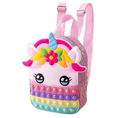 China Popular School Bags Stress Reliever Backpack Silicone Butterfly Push Pop Bubble Itting School Bag Cute Cartoon Schoolbag Backpack for sale