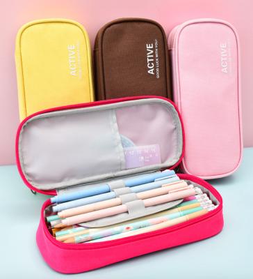 China Fashion Canvas Compartman Pencil Bag Oxford Pencil Case Stationery Box Large Capacity Multi Pencil Case for sale