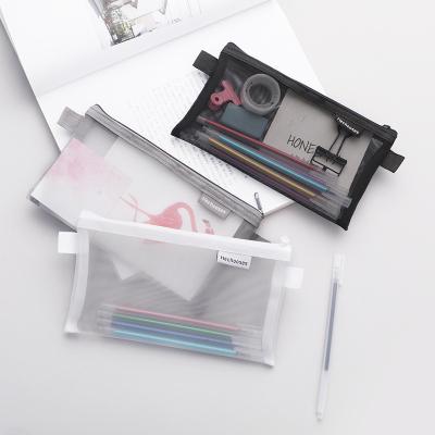 China Transparent Fashion Mesh Pencil Case Storage Bag Pencil Pouch Pencil Bag for sale