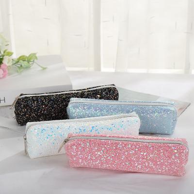 China Dazling Girl Fashion Laser Sequin Glitter Pencil Case Bag Zipper Stationery Case Pencil Pouch Storage Bag for sale