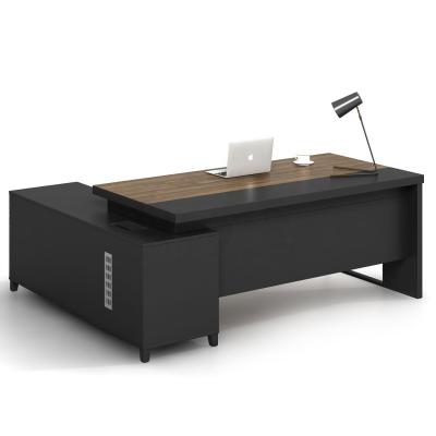 China Manager Fixed Modern L Shaped Modern Wood Office Melamine MFC Furniture Office Desk Executive Desk for sale